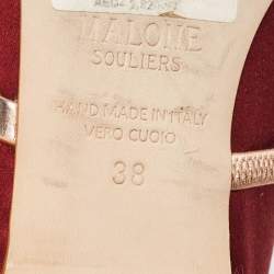 Pre Owned Malone Souliers Burgundy Satin Maureen Flat Mules Size 38