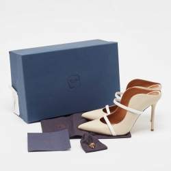 Pre Owned Malone Souliers Cream/White Leather Maureen Mules Size 38.5