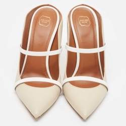Pre Owned Malone Souliers Cream/White Leather Maureen Mules Size 38.5
