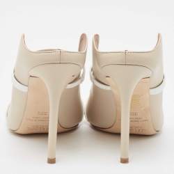 Pre Owned Malone Souliers Cream/White Leather Maureen Mules Size 38.5