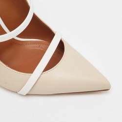 Pre Owned Malone Souliers Cream/White Leather Maureen Mules Size 38.5