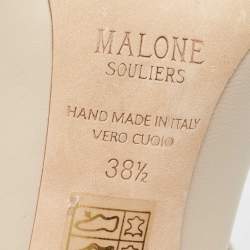 Pre Owned Malone Souliers Cream/White Leather Maureen Mules Size 38.5