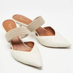 Malone Souliers White Leather Maisie Mules Size 38.5