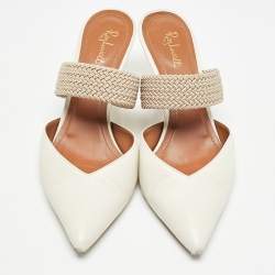 Malone Souliers White Leather Maisie Mules Size 38.5