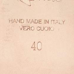 Pre Owned Malone Souliers Orange Woven Satin and Leather Maureen Flat Mules Size 40