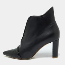 Pre Owned Malone Souliers Black Leather and Patent Clara Ankle Boots Size 38