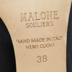 Pre Owned Malone Souliers Black Leather and Patent Clara Ankle Boots Size 38