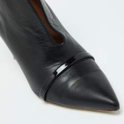Pre Owned Malone Souliers Black Leather and Patent Clara Ankle Boots Size 38