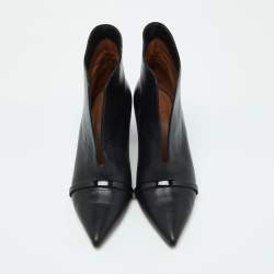 Pre Owned Malone Souliers Black Leather and Patent Clara Ankle Boots Size 38