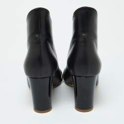 Pre Owned Malone Souliers Black Leather and Patent Clara Ankle Boots Size 38