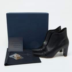 Pre Owned Malone Souliers Black Leather and Patent Clara Ankle Boots Size 38