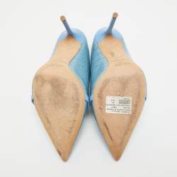 Malone Souliers Blue Embossed Croc Constance Mules Size 40.5