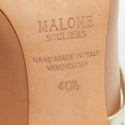 Pre Owned Malone Souliers Beige/Gold Leather Maureen Mules Size 40.5