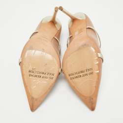 Pre Owned Malone Souliers Beige/Gold Leather Maureen Mules Size 40.5