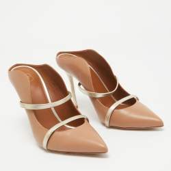 Pre Owned Malone Souliers Beige/Gold Leather Maureen Mules Size 40.5