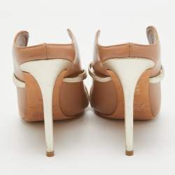Pre Owned Malone Souliers Beige/Gold Leather Maureen Mules Size 40.5