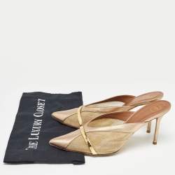 Pre Owned Malone Souliers Two Tone Mesh and Leather Bobbi Mules Size 41