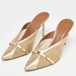 Pre Owned Malone Souliers Two Tone Mesh and Leather Bobbi Mules Size 41