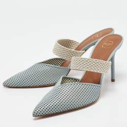 Pre Owned Malone Souliers Blue Perforated Leather Maisie Mules Size 41