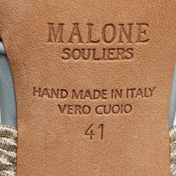 Pre Owned Malone Souliers Blue Perforated Leather Maisie Mules Size 41