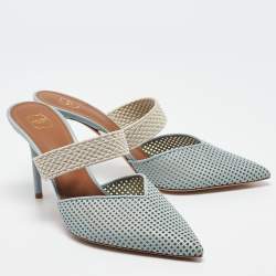 Pre Owned Malone Souliers Blue Perforated Leather Maisie Mules Size 41