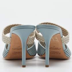 Pre Owned Malone Souliers Blue Perforated Leather Maisie Mules Size 41