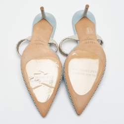 Pre Owned Malone Souliers Blue Perforated Leather Maisie Mules Size 41