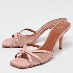 Pre Owned Malone Souliers Pink Leather and Mesh Perla Sandals Size 37