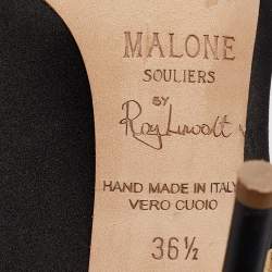 Pre Owned Malone Souliers Black/Gold Satin and Leather Maureen Mules Size 36.5