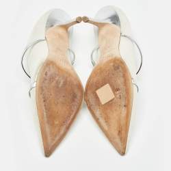 Pre Owned Malone Souliers Silver Nubuck Leather Maureen Pointed Toe Mule Sandals Size 38.5