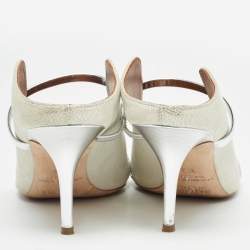 Pre Owned Malone Souliers Silver Nubuck Leather Maureen Pointed Toe Mule Sandals Size 38.5