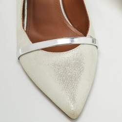 Pre Owned Malone Souliers Silver Nubuck Leather Maureen Pointed Toe Mule Sandals Size 38.5