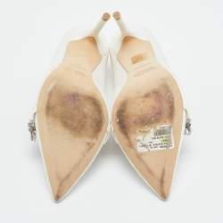 Malone Souliers White Satin Lowe Pumps Size 37