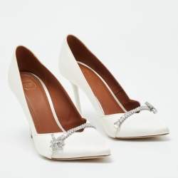 Malone Souliers White Satin Lowe Pumps Size 37