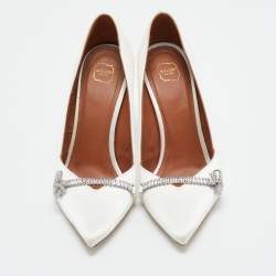 Malone Souliers White Satin Lowe Pumps Size 37