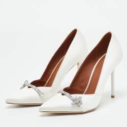 Malone Souliers White Satin Lowe Pumps Size 37
