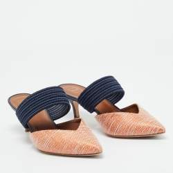 Pre Owned Malone Souliers Orange Raffia Maisie Mules Size 39