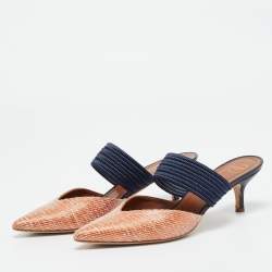 Pre Owned Malone Souliers Orange Raffia Maisie Mules Size 39