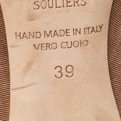 Pre Owned Malone Souliers Brown/Gold Fabric and Leather Maureen Mules Size 39