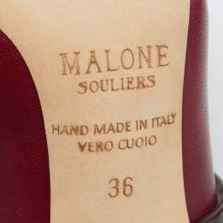 Pre Owned Malone Souliers Burgundy Leather Maureen Mules Size 36