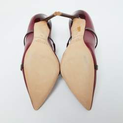 Pre Owned Malone Souliers Burgundy Leather Maureen Mules Size 36