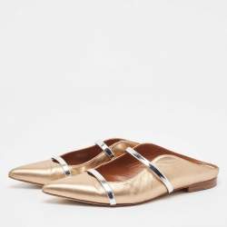 Malone Souliers Metallic Leather Maureen Flat Mules Size 38.5