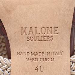 Pre Owned Malone Souliers Burgundy Croc Embossed Leather Maisie Mules Size 40