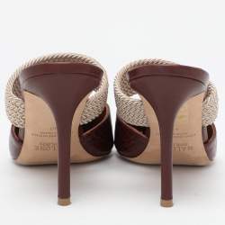 Pre Owned Malone Souliers Burgundy Croc Embossed Leather Maisie Mules Size 40