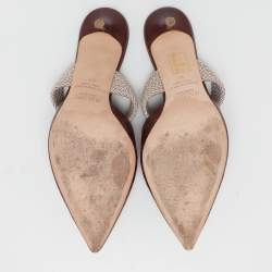 Pre Owned Malone Souliers Burgundy Croc Embossed Leather Maisie Mules Size 40