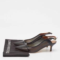 Pre Owned Malone Souliers Black Leather Slingback  Pumps Size 38.5