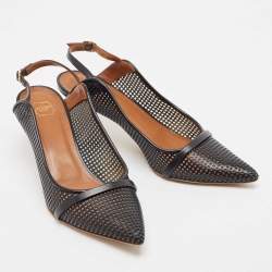 Pre Owned Malone Souliers Black Leather Slingback  Pumps Size 38.5