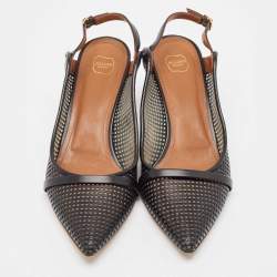 Pre Owned Malone Souliers Black Leather Slingback  Pumps Size 38.5