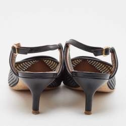 Pre Owned Malone Souliers Black Leather Slingback  Pumps Size 38.5