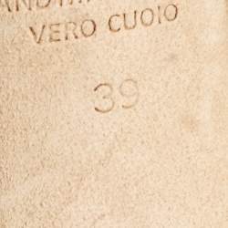 Pre Owned Malone Souliers Green Leather and Raffia Pumps Size 39